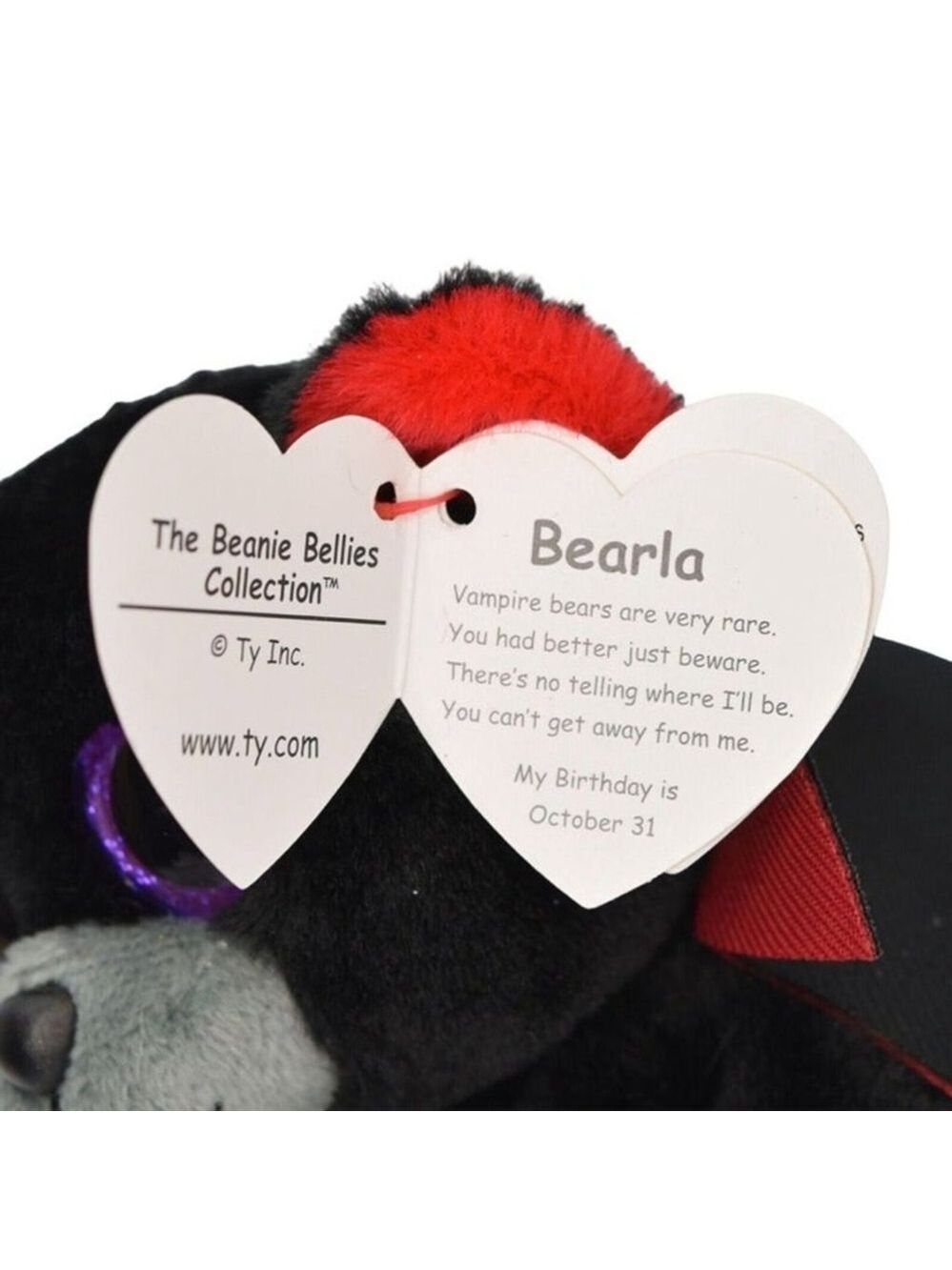 TY Beanie Baby Beanie Bellies Bearla the Vampire Bear Plush Stuffed Animal 6 in - Picture 5 of 7